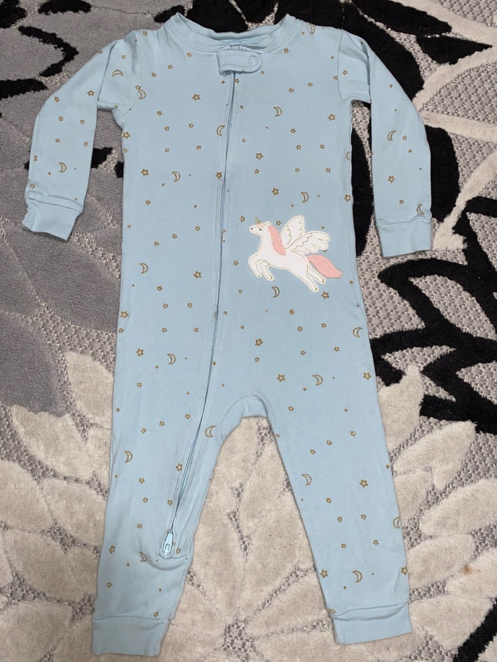 Carter’s Blue Unicorn Footless One-Piece Pajama Baby 18 Months